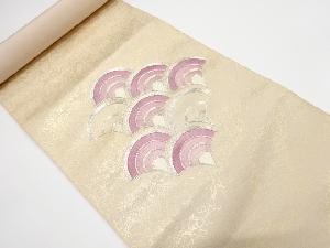 アンティーク　青海波模様　刺繍　名古屋帯地反物